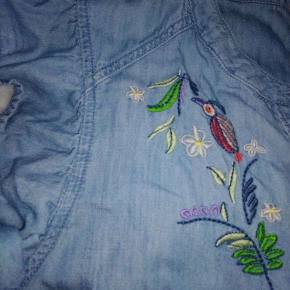 EUC Plus Size Melissa McCarthy Seven7 Button Down Embroidered Denim Top-Size 1X - Picture 13 of 16